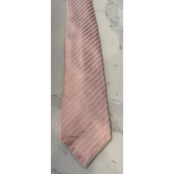 DOLCEPUNTA 7 Fold Italian 100% Luxury Silk Tie XL 62 x 4 Pink Stripes - Picture 3 of 7